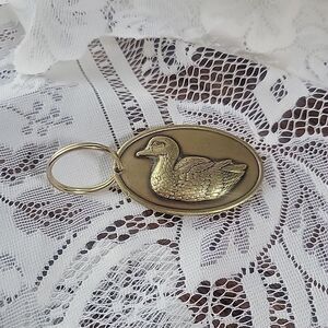 Vtg Brass Duck Key Ring Keychain 1983 Hallmark "To Father With Love" Fathers Day